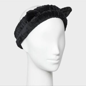 NEW women’s black cat / monster ear headband, one size spa makeup hair band